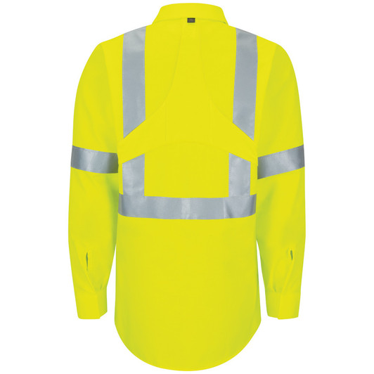 Red Kap Men's Hi-Visibility Ripstop Work Shirt with MIMIX & OilBlok Type R Class 2 - SX14HV Back View