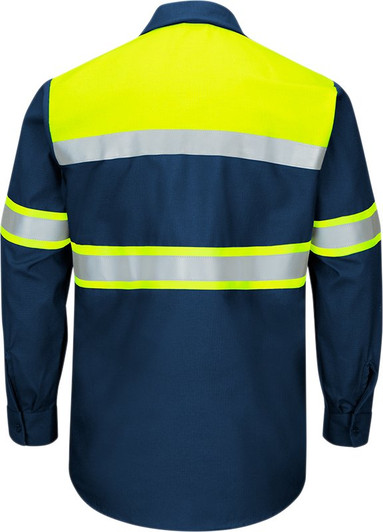 Long Sleeve High Visibility Ripstop Work Shirt - Red Kap SY70YN - Back Long Sleeve High Visibility Ripstop Work Shirt - Red Kap SY70YN - Back