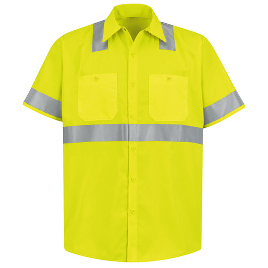 Hi-Visibility Polyester Work Shirt-Type R, Class 2 - SS24, Short Sleeve, Fluorescent Yellow, Ripstop