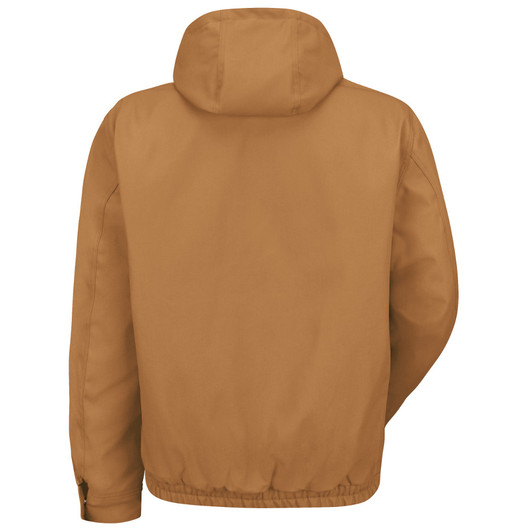 Red Kap Men's Blended Duck Zip-Front Hooded Jacket Back Brown Duck JD20BD