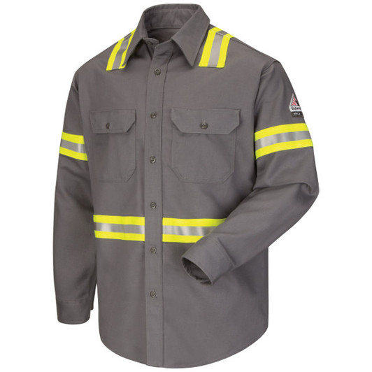 Bulwark FR Men's Midweight FR Enhanced Visibility Uniform Shirt - SLDTGY Bulwark FR Men's Midweight FR Enhanced Visibility Uniform Shirt - SLDTGY