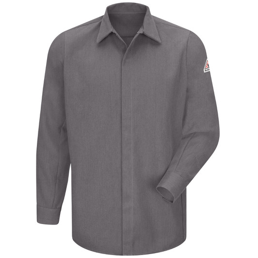 Bulwark FR Men's Midweight FR Pocketless Concealed-Gripper Work Shirt - SMS2GY