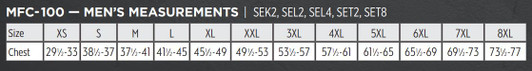 MFC-100 Size Chart