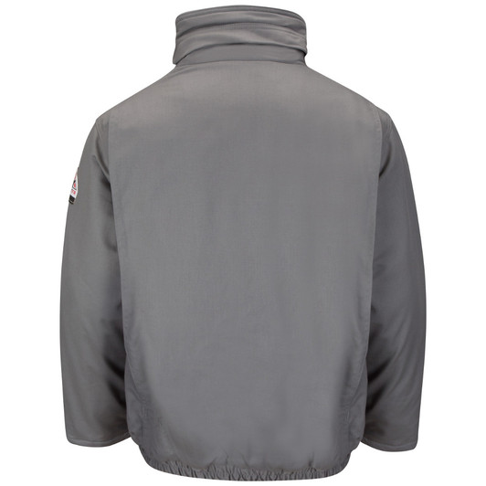 Bulwark Flame Resistant Insulated Bomber Jacket - EXCEL FR® ComforTouch - JLR8GY Gray Back View Bulwark Flame Resistant Insulated Bomber Jacket - EXCEL FR® ComforTouch - JLR8GY Gray Back View