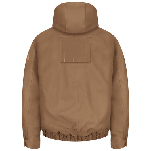 Bulwark FR Men's Heavyweight FR Brown Duck Hooded Jacket - JLH4 Back View Bulwark FR Men's Heavyweight FR Brown Duck Hooded Jacket - JLH4 Back View