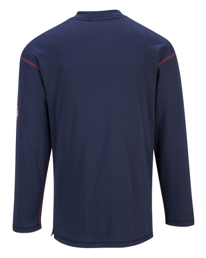 Portwest Bizflame FR Henley - FR02 - Navy  - Back View Portwest Bizflame FR Henley - FR02 - Navy  - Back View