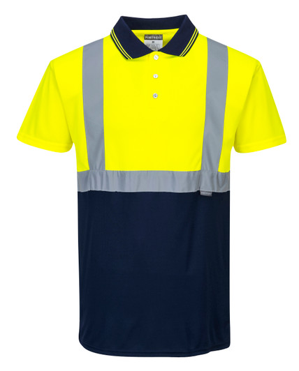Portwest Two-Tone High Visibility Polo - S479 Yellow/Navy with Reflective Trim Portwest Two-Tone High Visibility Polo - S479 Yellow/Navy with Reflective Trim