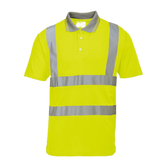 Portwest Hi-Vis Short Sleeve High Visibility Polo - S477 Yellow with Reflective Trim Portwest Hi-Vis Short Sleeve High Visibility Polo - S477 Yellow with Reflective Trim