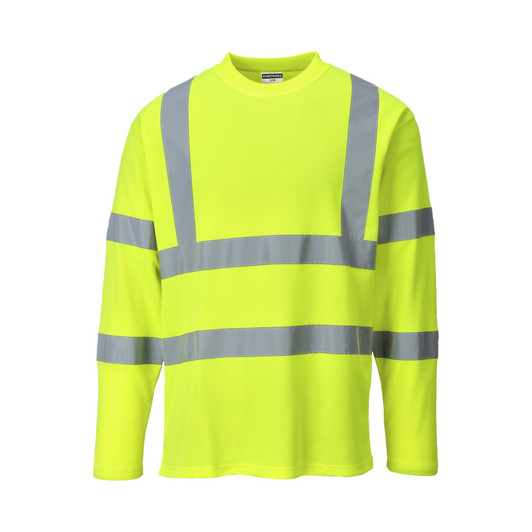 Portwest Cotton Long Sleeved High Visibility T-Shirt - S278 Yellow with Reflective Trim Portwest Cotton Long Sleeved High Visibility T-Shirt - S278 Yellow with Reflective Trim
