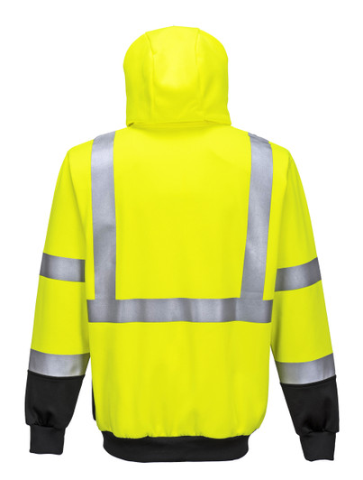 Portwest Hi-Vis Two-Tone Zipped Hoodie - UB315YB Back View Portwest Hi-Vis Two-Tone Zipped Hoodie - UB315YB Back View