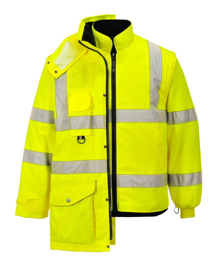 Portwest Hi-Vis 7-in-1 Traffic Jacket - US427 - Outer Jacket with Inner Jacket Portwest Hi-Vis 7-in-1 Traffic Jacket - US427 - Outer Jacket with Inner Jacket