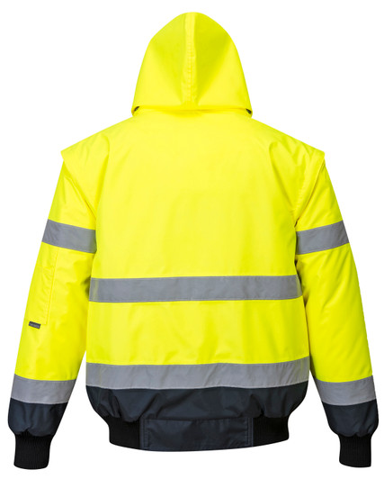 Portwest Hi-Vis Contrast Bomber Jacket - UC465 Back View Portwest Hi-Vis Contrast Bomber Jacket - UC465 Back View