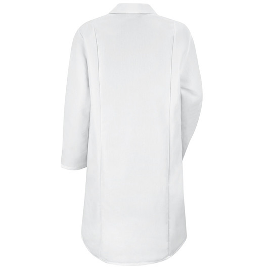 Women's Red Kap Gripper Front White Lab Coat - KP15WH Back View