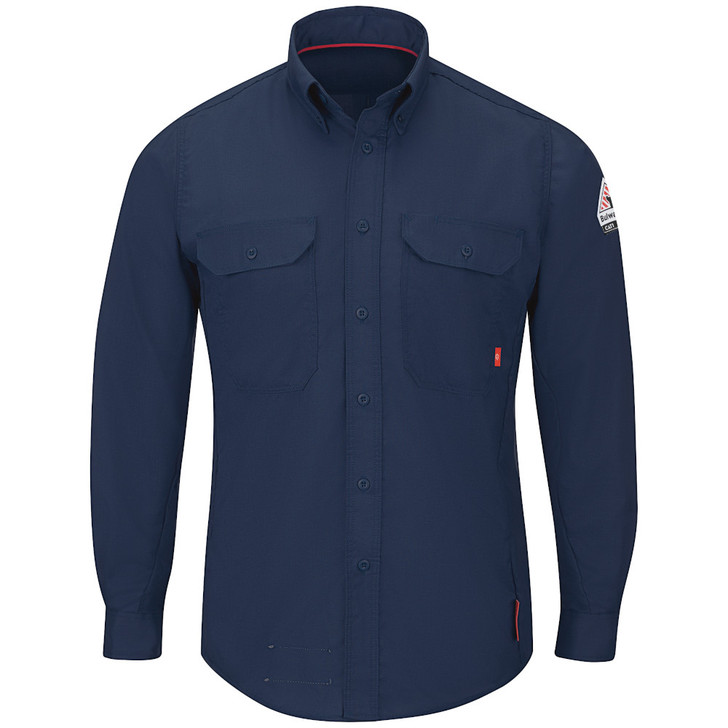 Bulwark FR Men's iQ Series Lightweaght Comfort Woven Shirt - QS24 Navy