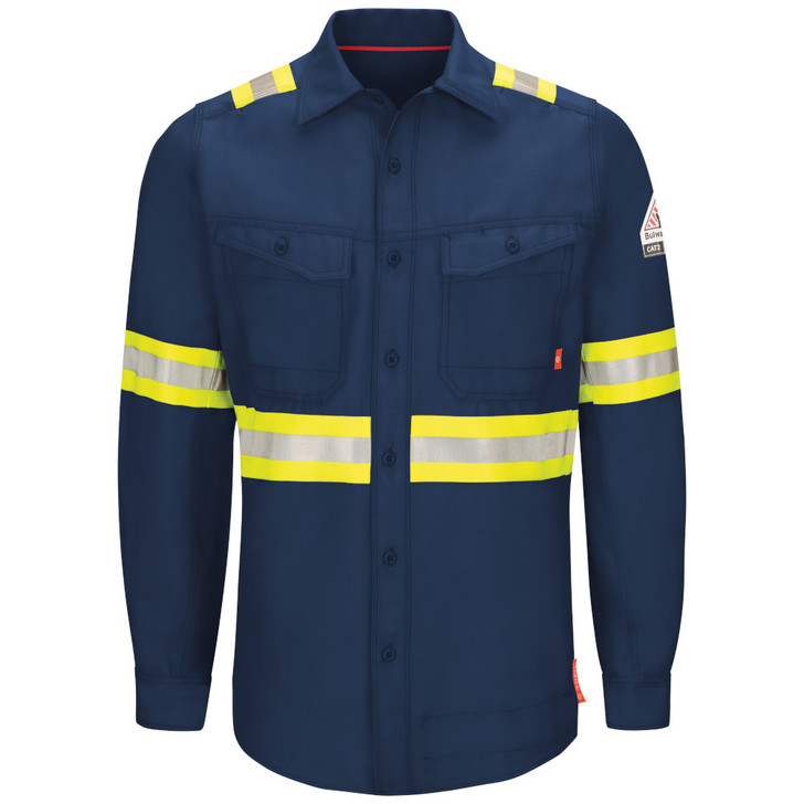 Bulwark FR Men's iQ Series Endurance Enhanced Visibility Work Shirt - QS40NE