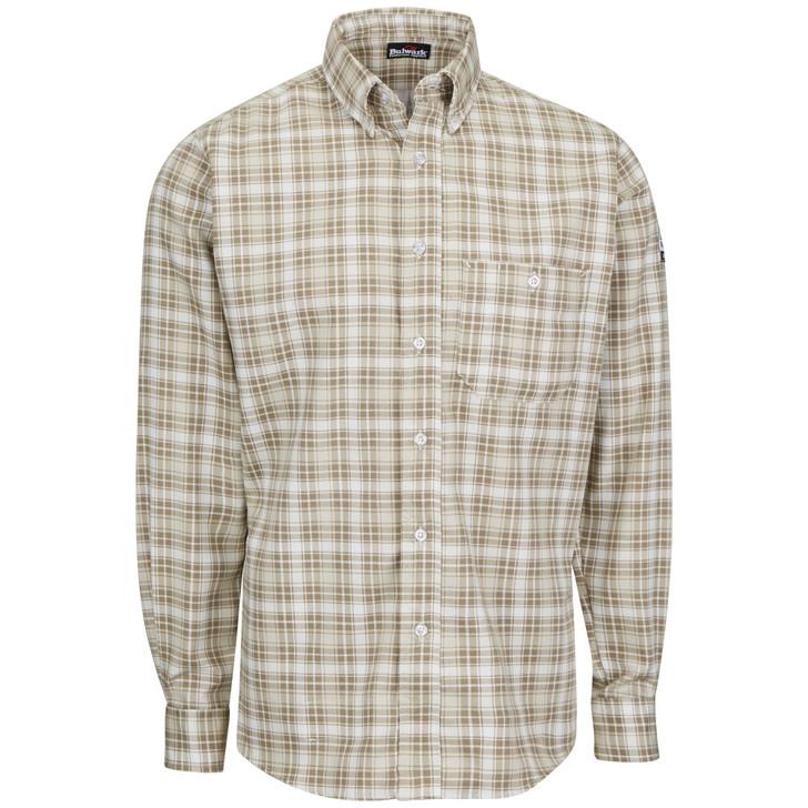 Bulwark FR Men's Long Sleeve Plaid Dress Shirt - SLP2KH