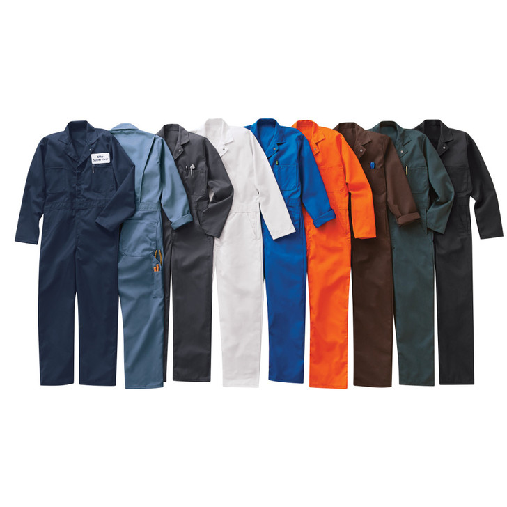 Red Kap Men's Twill Action Back Coverall - CT10 Navy, Postman Blue, Charcoal, White, Electric Blue, Orange, Brown, Spruce Green Black