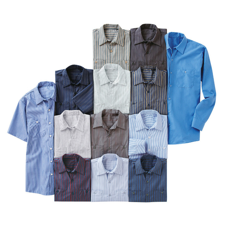 Red Kap Men/'s Long-Sleeve Stripe Work Shirt