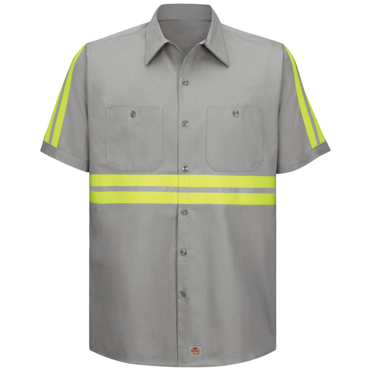 Red Kap Men's Short Sleeve Enhanced Visibility Cotton Work Shirt - SC40EG