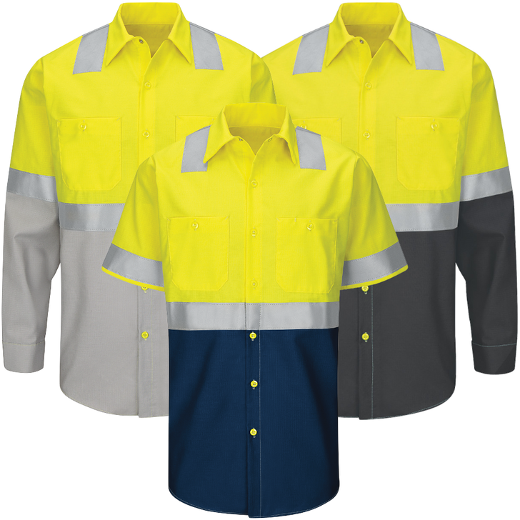 Red Kap Men's Hi-Visibility Ripstop Work Shirt Type R Class 2 - SY24 / SY14