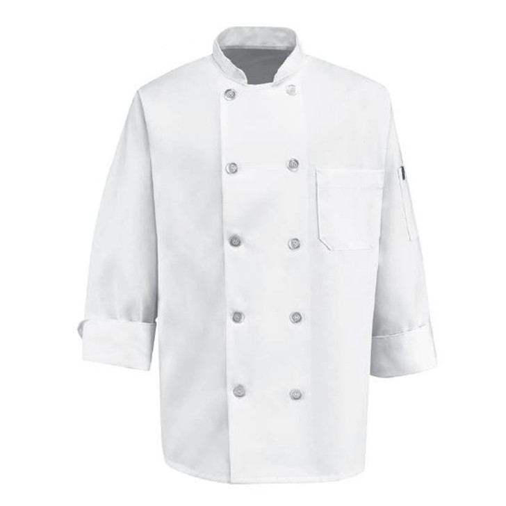 Chef Designs Ten Pearl Button Chef Coat - 0415 White