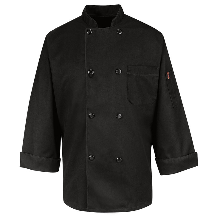 Chef Designs Eight Pearl Button Black Chef Coat - KT76BK Black