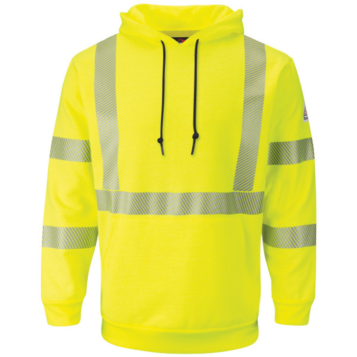 Bulwark FR Men's Fleece FR Hi-Visibility Pullover Hooded Sweatshirt - SMH4HV