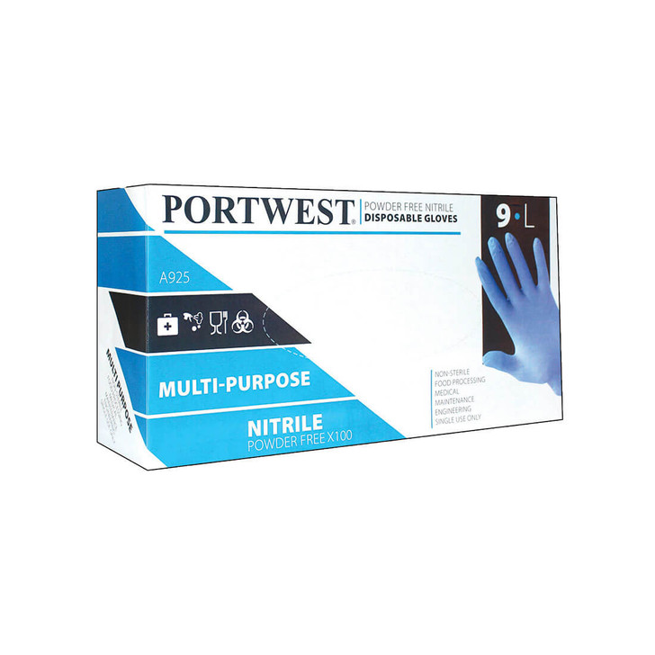 Portwest Powder Free Nitrile Disposable Glove (Box of 100 units) - A925