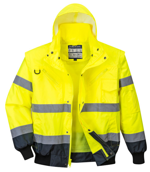 HI VIS BOMBER JACKET 2-TONE YELLOW/NAVY