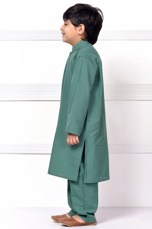 Ready to Wear Kurta Pajama For Boys - Green - LB1597