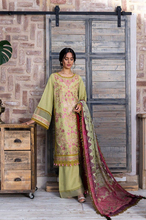 Sobia Nazir 3 Piece Custom Stitched Suit - Yellow - LB19505