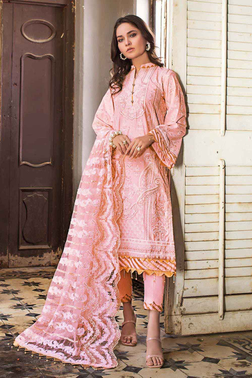 Gul Ahmed 3 Piece Custom Stitched Suit - Pink - LB20054