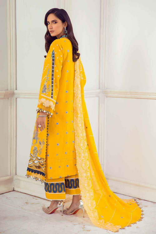 Gul Ahmed 3 Piece Custom Stitched Suit - Yellow - LB20065