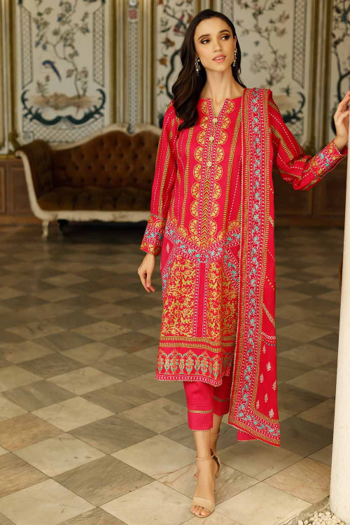 Gul Ahmed 3 Piece Custom Stitched Suit - Pink - LBS14948