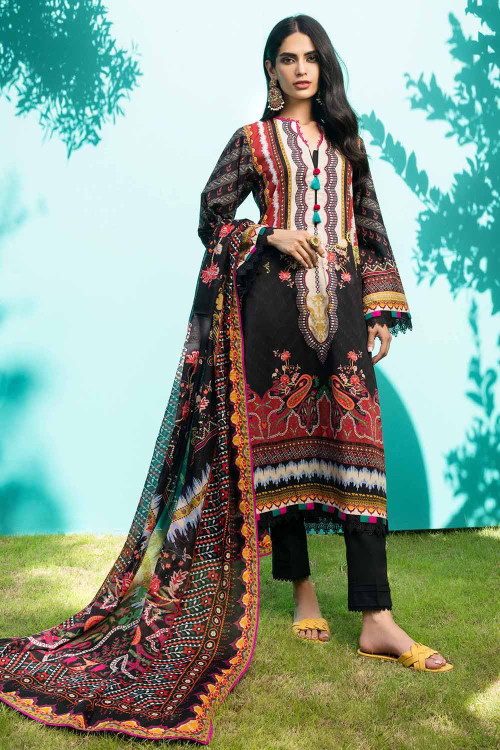 Gul Ahmed 3 Piece Custom Stitched Suit - Black - LBS14952