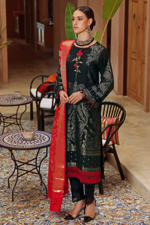 Gul Ahmed 3 Piece Custom Stitched Suit - Black - LBS14955