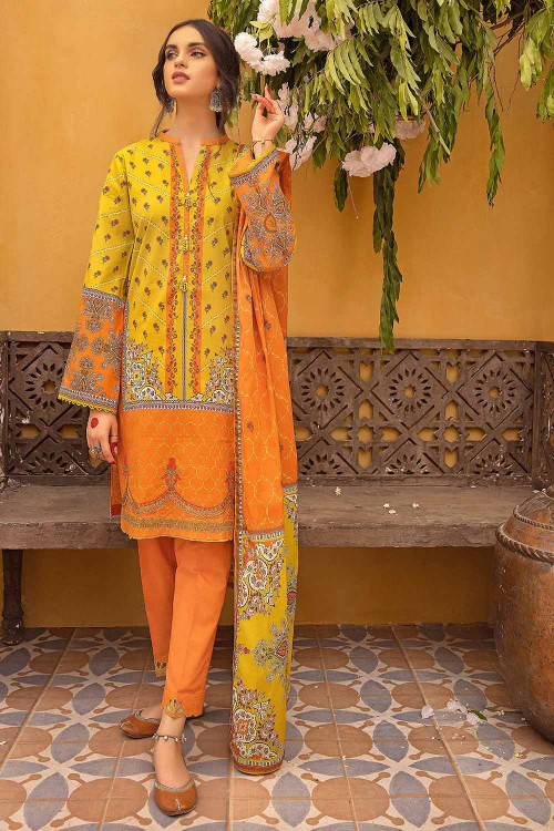 Gul Ahmed 3 Piece Custom Stitched Suit - Yellow - LBS14960
