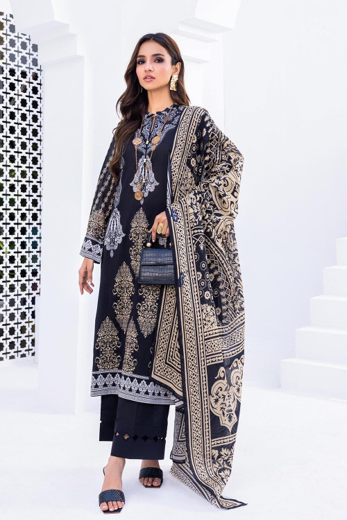Gul Ahmed 3 Piece Custom Stitched Suit - Black - LBS14976