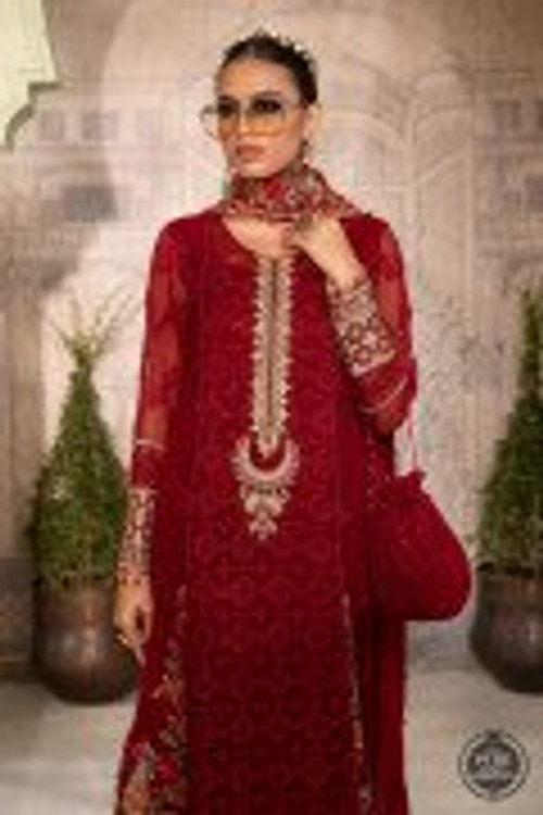 Maria B. 3 Piece Custom Stitched Suit - Red - LB22652