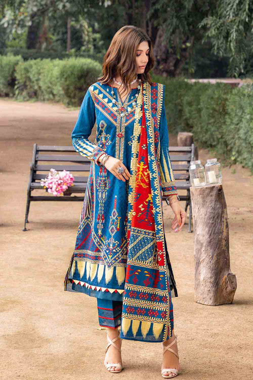 Gul Ahmed 3 Piece Custom Stitched Suit - Blue - LB22890