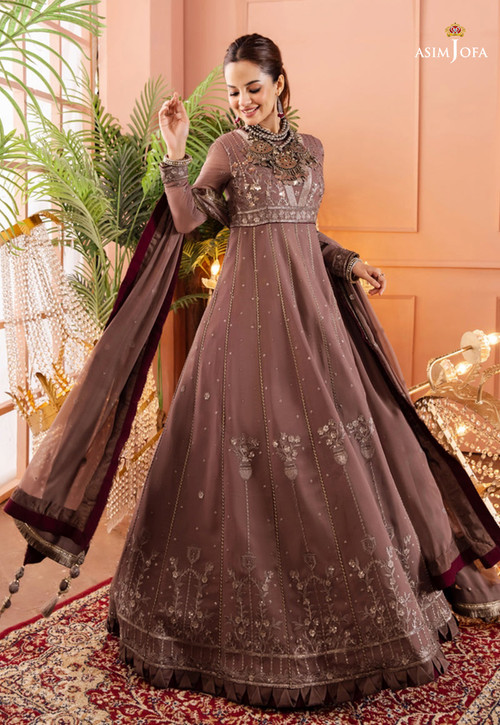 Asim Jofa 3 Piece Custom Stitched Suit - Purple - LB24555