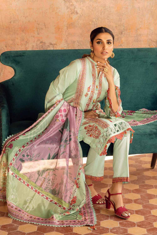 Gul Ahmed 3 Piece Custom Stitched Suit - Green - LB24888
