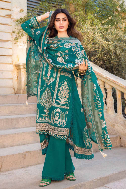 Gul Ahmed 3 Piece Custom Stitched Suit - Green - LB24890