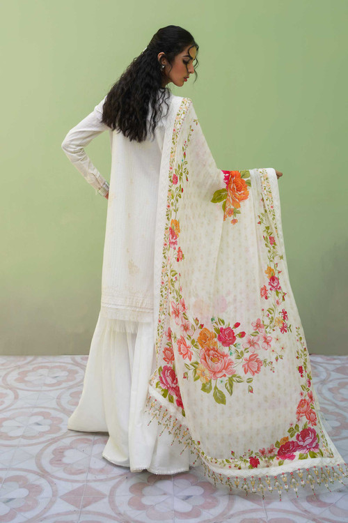 Zara Shahjahan 3 Piece Custom Stitched Suit - White - LB25928