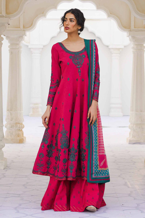 Zara Shahjahan 3 Piece Custom Stitched Suit - Pink - LB25949