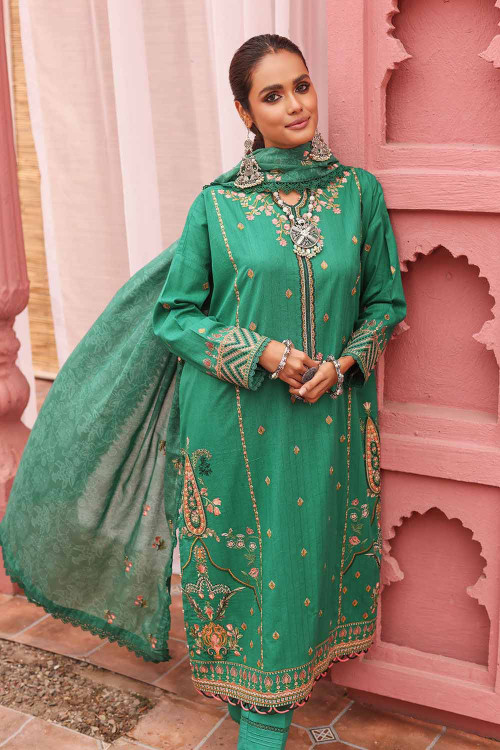 Gul Ahmed 3 Piece Custom Stitched Suit - Green - LB26562