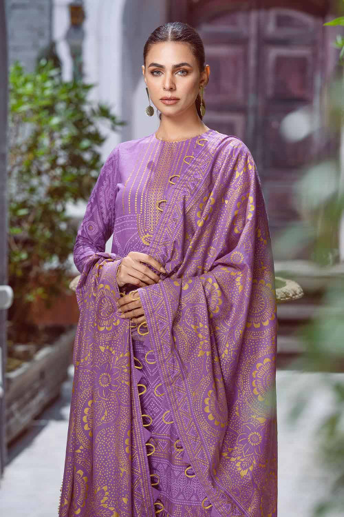 Gul Ahmed 3 Piece Custom Stitched Suit - Purple - LB26568