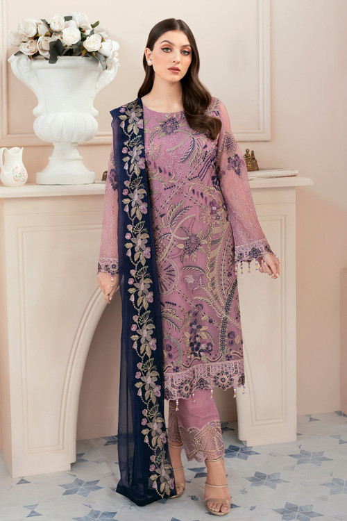 Ramsha 3 Piece Custom Stitched Suit - Purple - LB27730