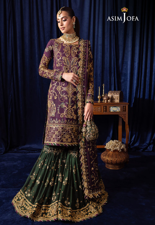 Asim Jofa 3 Piece Custom Stitched Suit - Purple - LB28377