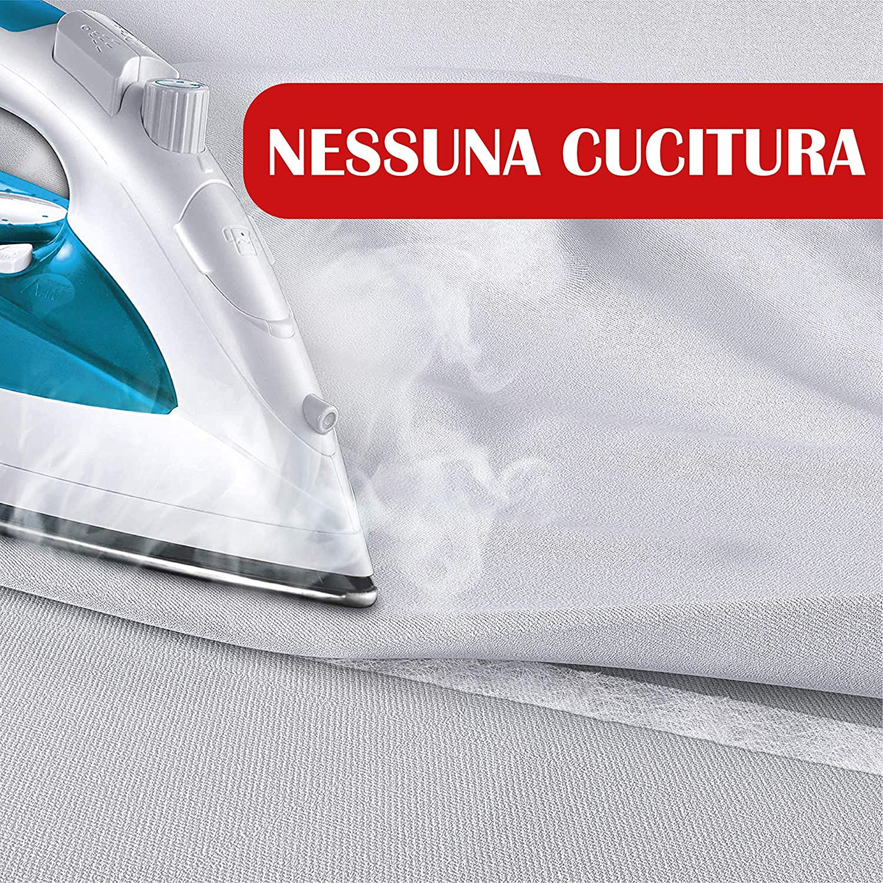 Rotolo Nastro Adesivo Per Stoffa Tessuti Termoadesivo Bianco 10mmx10mt hmj